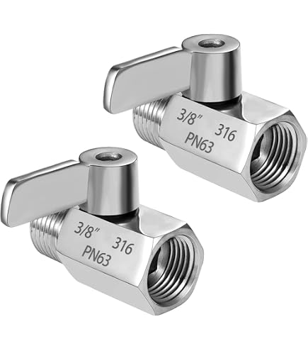 ChillWaves 304 Stainless Steel Ball Valve - 3/8" NPT Female, With Hex Nipple & Teflon Tape, 1000 PSI