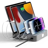 4 Port USB Charging Station for Multiple Devices, Detachable Desktop Docking Station Charging Station Organizer for Phones, T