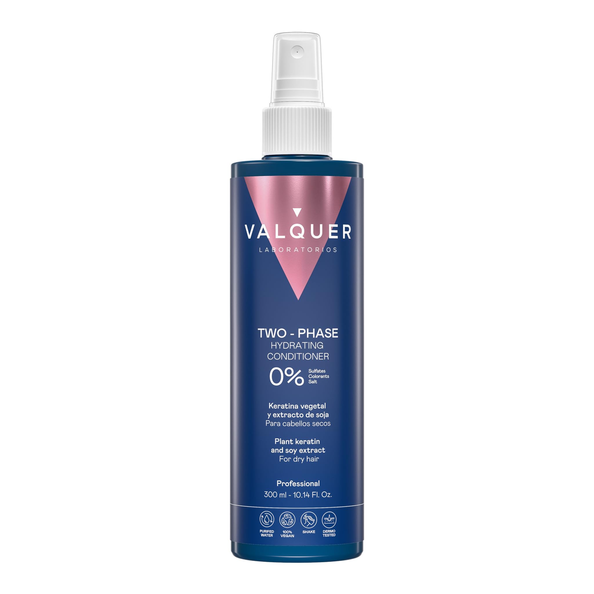 Valquer Ultrahydrating Biphasic Leave In Conditioner for Dry and Damaged Hair Hydrating and Revitalising Leaves Hair Soft and Manageable with Soy Extract and Phytokeratin 300 ml