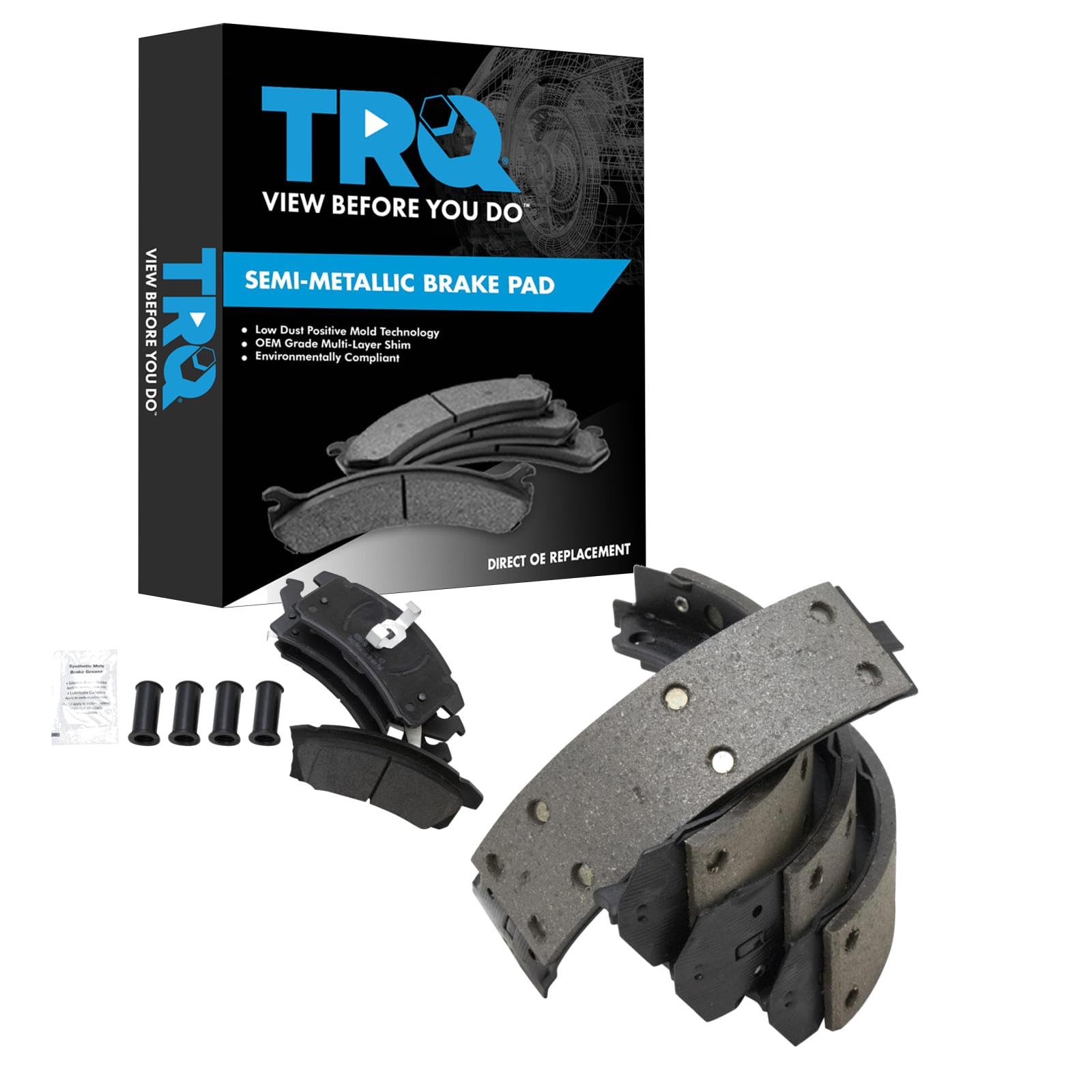 TRQ Brake Pads Semi-Metallic Compatible with 90-95 Buick 92-95 Chevrolet Oldsmobile Pontiac Image