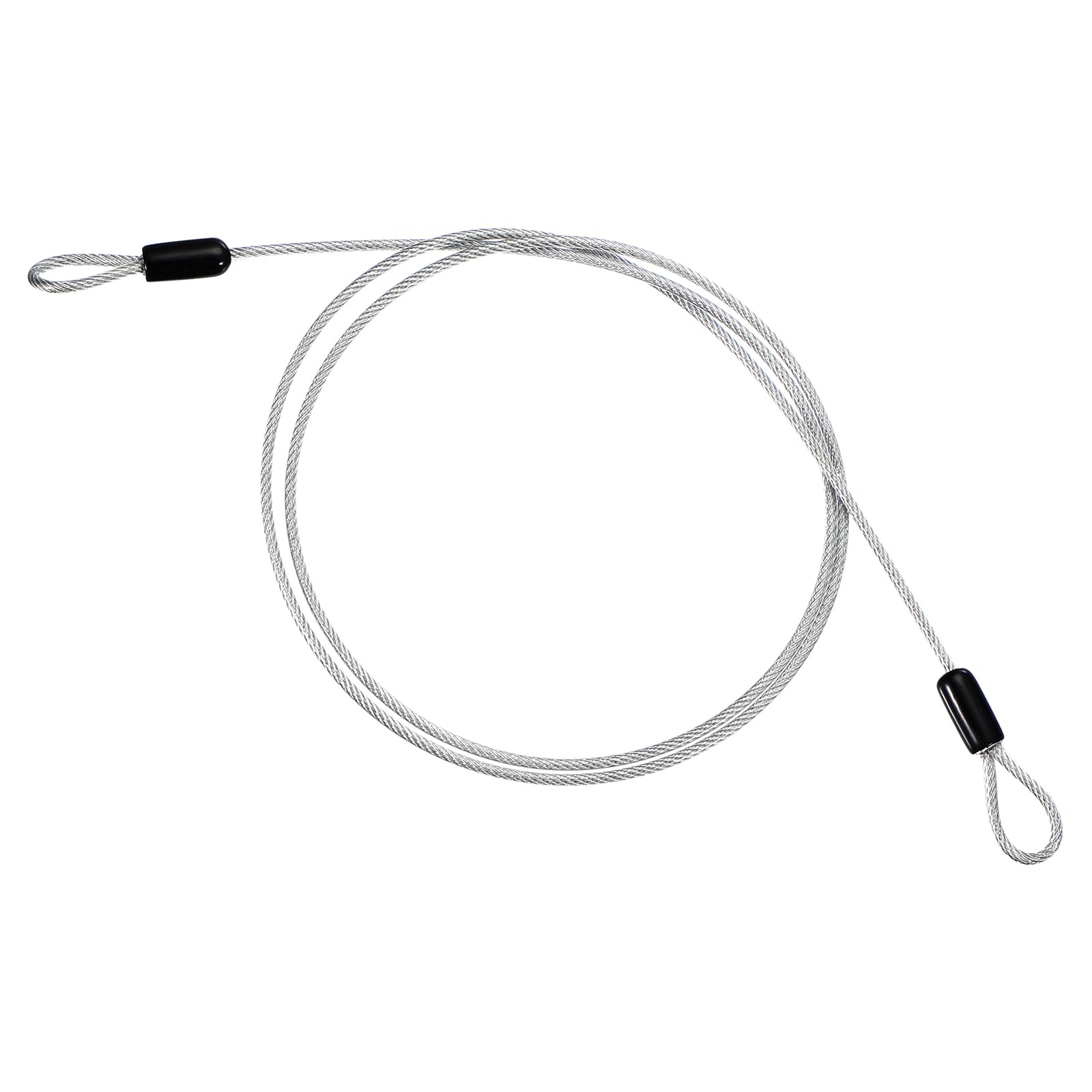 PATIKIL 1/8" Dia Vinyl Coated Stainless Steel Cable with Loops, 4ft (48") Flexible Wire Rope Security Chain Lanyard Lock for Outdoor Stage Lighting Luggage Lock, Transparent