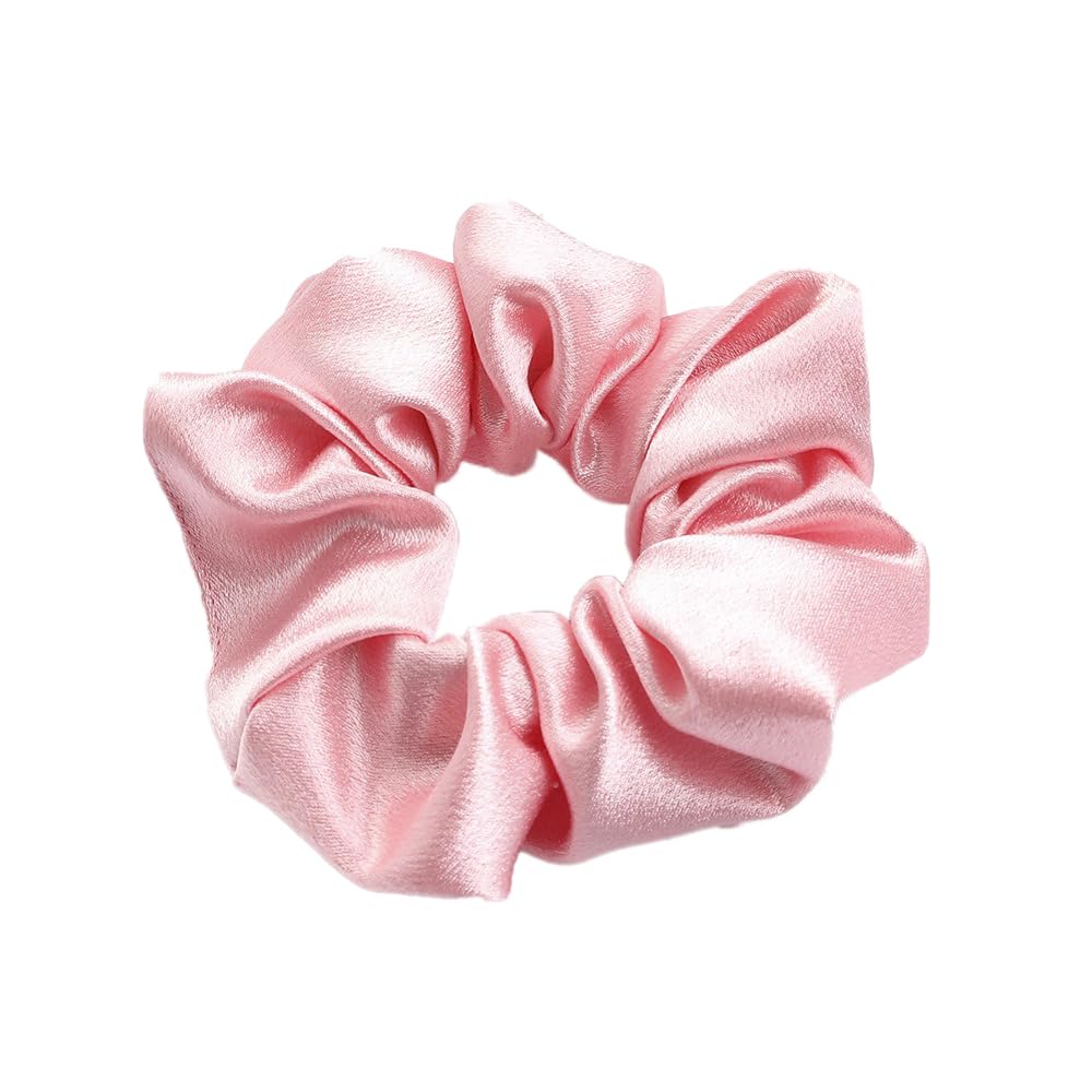 Pack of 6 Women's Satin Hair Bands Hair Rings Elastic Hair Rope Headwear Ponytail Holder Scrunchies Hair Accessories for Women Girls Daily Wear, Pink