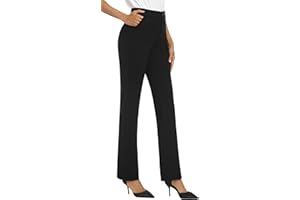 iChosy Women's Stretchy Straight Leg Dress Work Pants Business Office Casual Slacks with Pockets