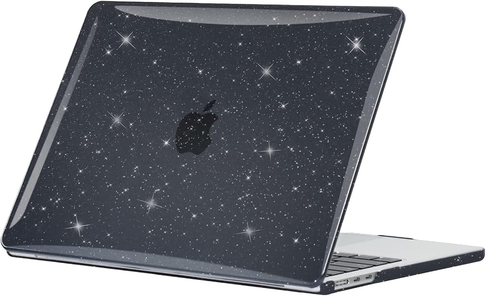 EooCoo MacBook Air 13.6 Case Transparent Glitter Crystal Black A3449 A3240