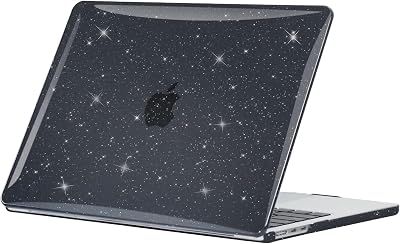 EooCoo MacBook Air 13.6 Case Transparent Glitter Crystal Black A3449 A3240