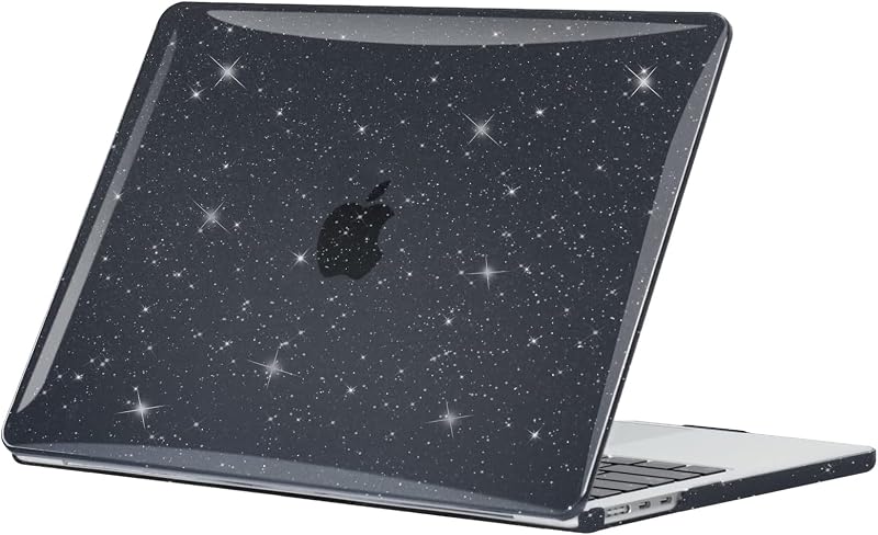 EooCoo MacBook Air 13.6 Case Transparent Glitter Crystal Black A3449 A3240