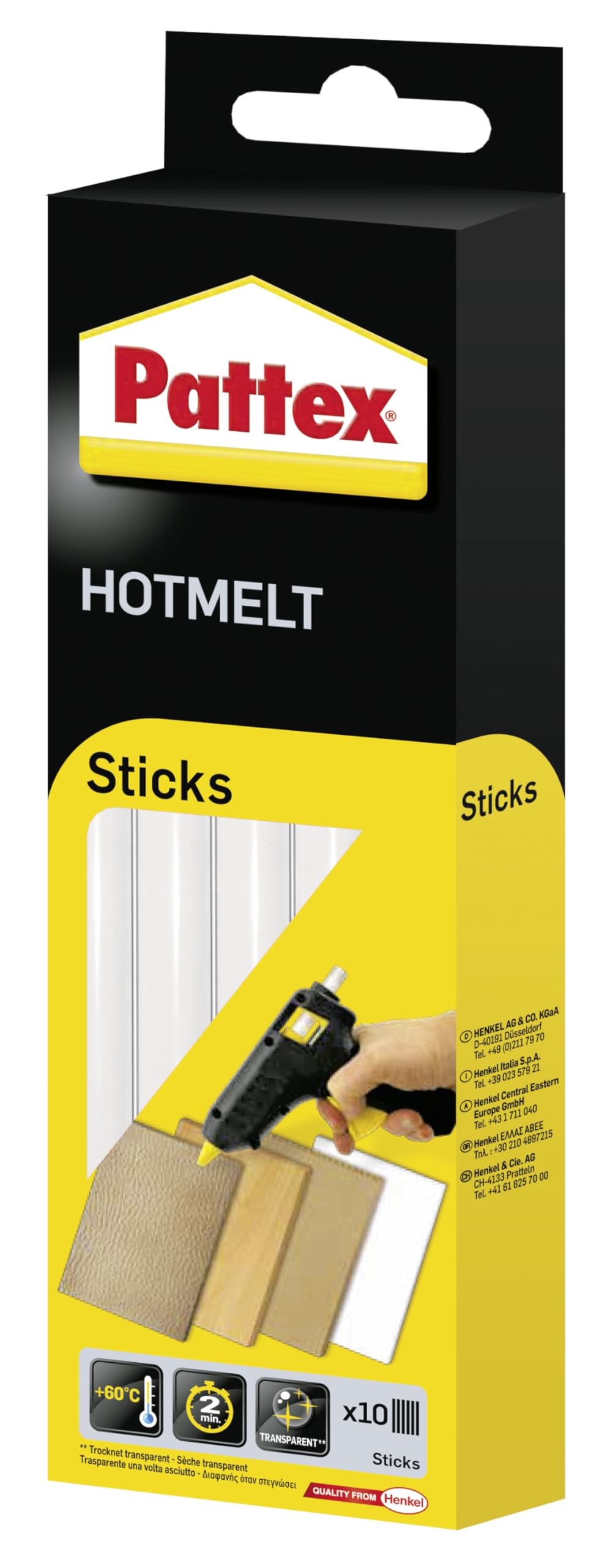 Pattex 827353 Hot Glue Sticks, Transparent, 200 g, 6 Piece