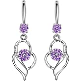 925 Sterling Silver Dangle Earrings for Women Nickel Free Hypoallergenic Earrings for Women Trendy Fashion Heart Dangle Drop Sparkly Crystal Earrings for Women