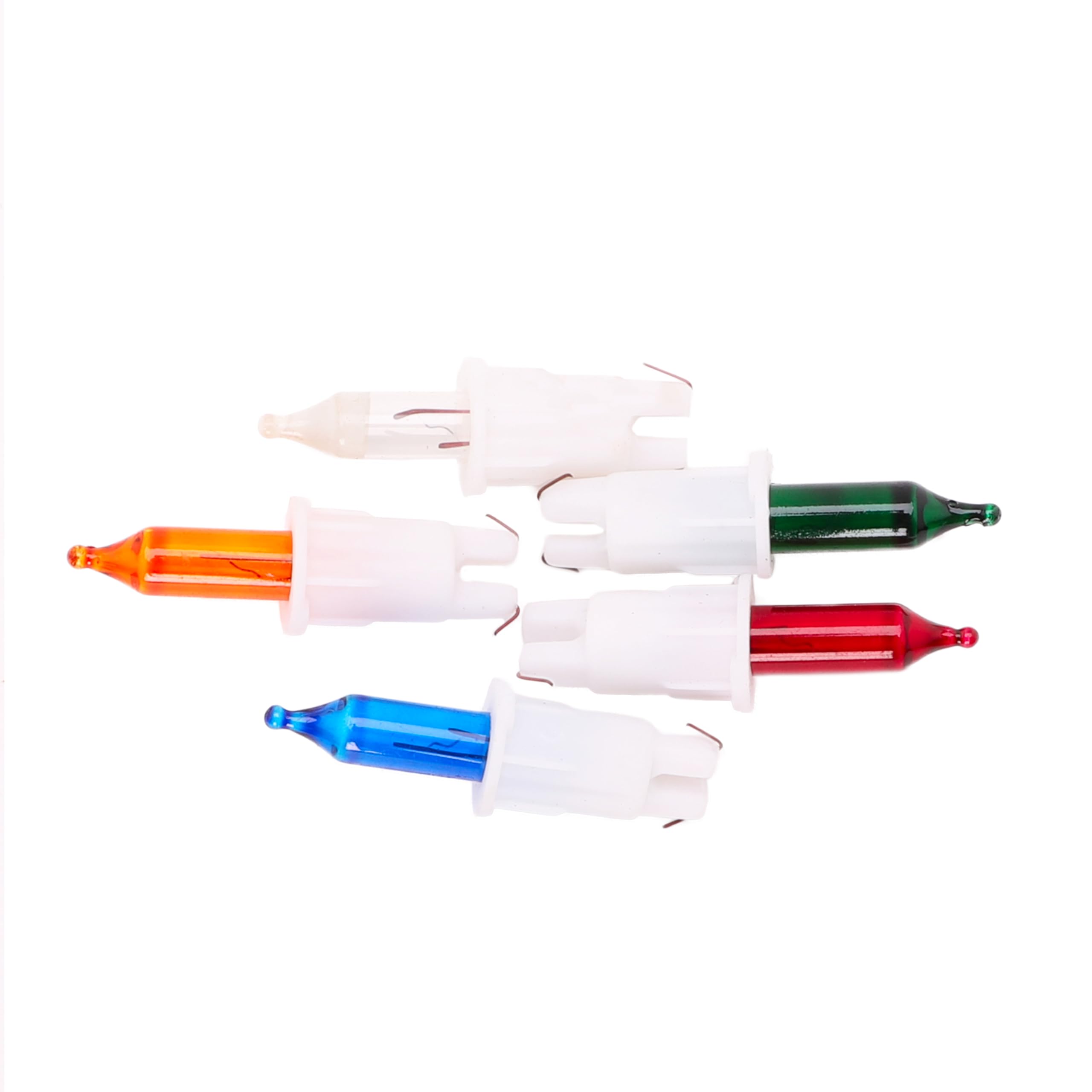 4 Multi Coloured Push In Spare Bulbs 7v 0.21w & 1 Fuse Bulb (SB243)