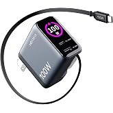 WOTOBEUS GaN+ 100W PD Charger, Retractable USB C Charger with Smart Display &amp; Touch Control, PD100W Wall Adapter, PPS 60W 45W Super Fast Charging for iPhone 17 16 MacBook Galaxy Pixel (Non-Battery)