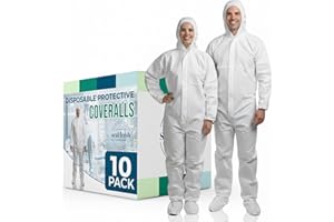 Hazmat Suit – 10 Count Disposable Protective Coverall with Hood, Full Body Breathable