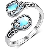 SVODEA Moonstone Ring 925 Sterling Silver Filigree Ring for Women Moonstone Jewelry Gifts for Women