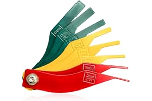 LSKASELUE Brake Lining Thickness Gauge, 8 Piece Color Coded Brake Pad Measuring Tool Feeler, Stamped SAE & Metric Disc Drum B