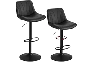 VASAGLE Bar Stools Set of 2, Adjustable Bar Chairs with Backs, 360° Swivel, Metal Footrest, Barstools, for Kitchen Dining Rec