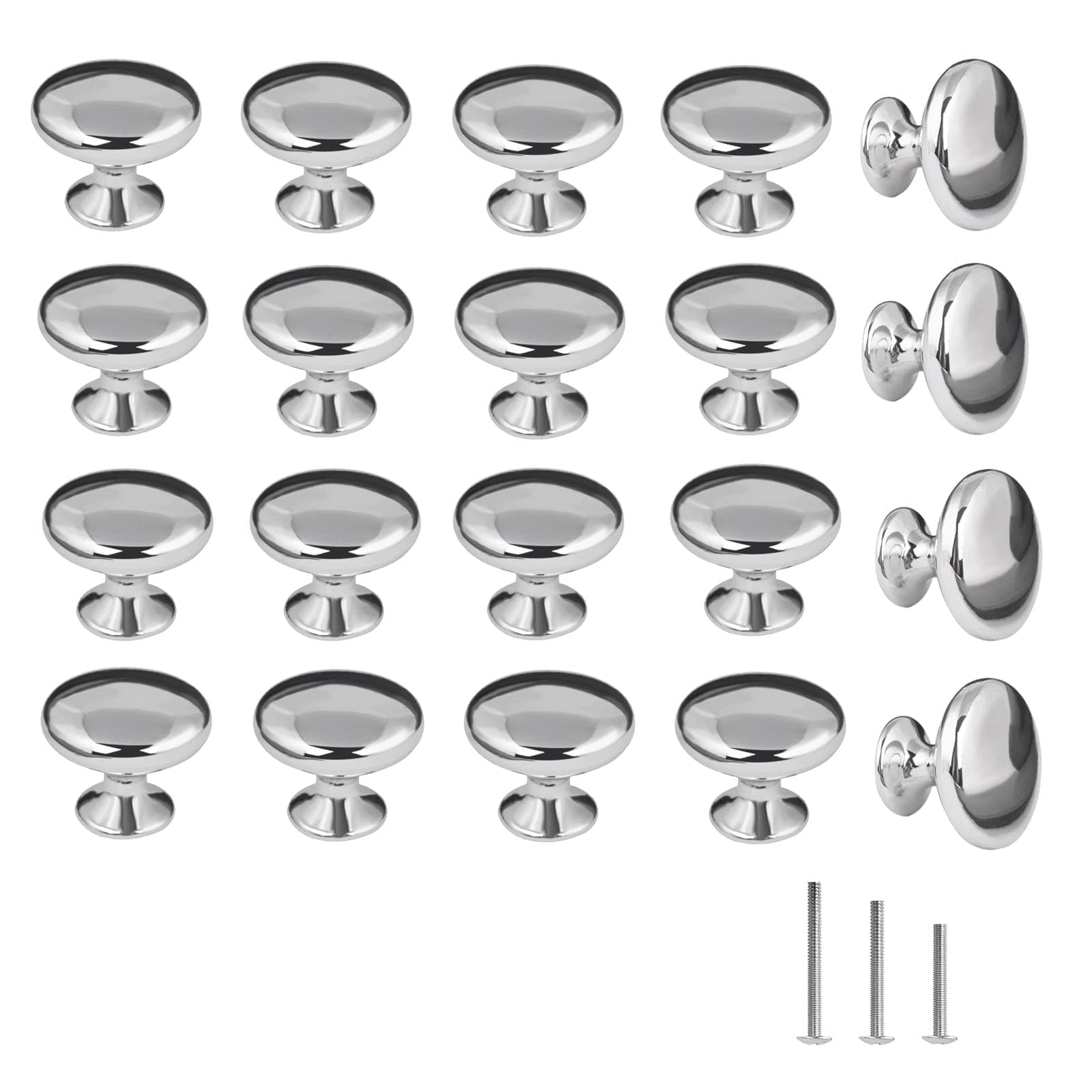 ShipeeKin 20x Silver Polished Chrome Cabinet Hardware Round Mushroom Door Pull Handle Knob 30mm for Cabinet Cupboard Wardrobe Drawer Bedroom Bathroom Racks Furniture ect. — image 1