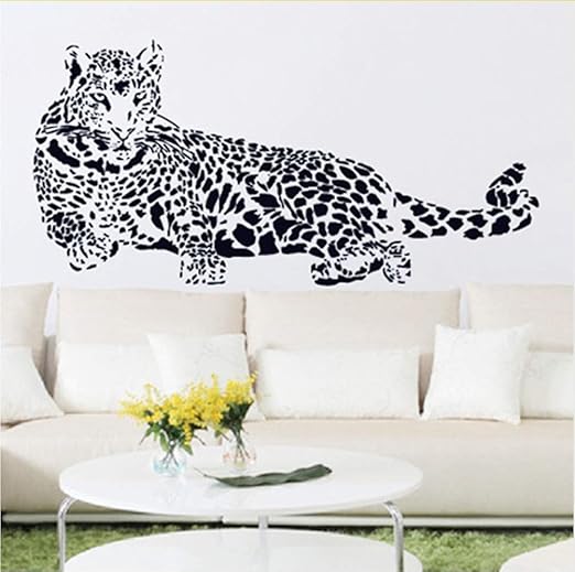mmwin Pegatinas de Pared de PVC Negro Cheetah Leopard 3D calcomanías de