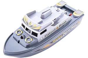 NEXTAKE Electric Marine Patrol Boat - Coast Guard Vessel Police Speedboat Ship Model with Siren and Light (Grey 1)