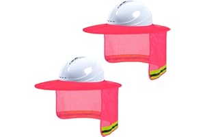 LIZMOF Hard Hat Sun Shade, High Visibility Sun Visor Neck Shade with Reflective Strip, Hard Hat Accessories, Full Brim, Man& Woman (Hard Hat Not Included), Pink, 2 Pack