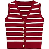 NALANISA Women's Trendy Striped Sweater Vest V Neck Sleeveless Button Up Tank Tops Y2k Shirts Casual Business Summer Outfits