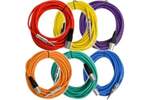 Seismic Audio - SATRXL-M25BGORYP - 6 Pack of Multiple Colors 25 Ft XLR Male to 1/4" TRS Patch Cable Snake Cords Balanced