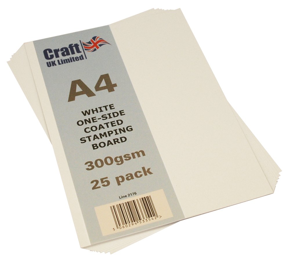 Craft UK 2176 A4 White Stamping Board 300 gsm - 25 Sheets