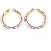 Blue and White Porcelain Hoop Earrings for Women Needle Vintage Big Round Earrings Chinese Style Unique Personalized Drop Hoop Earrings Jewelry