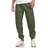 YYA Men's Streetwear Cargo Pants with Flap Pockets & Drawstring Elastic Waist Trouser Casual & Techwear Joggers S-XXL