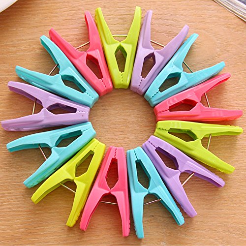 Shiaon Sturdy Clothespin 40-pack Colored Plastic Clothes Clips for Laundry Outdoor Kitchen and Photo Paper Craft - Windproof Anti-Slip Clothing Line Pegs With Springs - Air-Drying Clothing Pin Set - Thumbnail 5