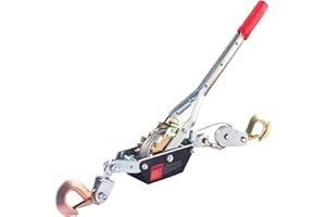 VOPEPZG Come Along Winch,2 Ton Capacity with 12FT Steel Cable,Heavy Duty Come Along Tool with Dual Gears,2 Hooks,Hand Winch T
