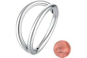 LOVEBODYJEWELRY Double/Triple Hoop Nose Ring 316L Surgical Steel CZ Cartilage Earring Septum Ring Septum Clicker Lip Rings Co