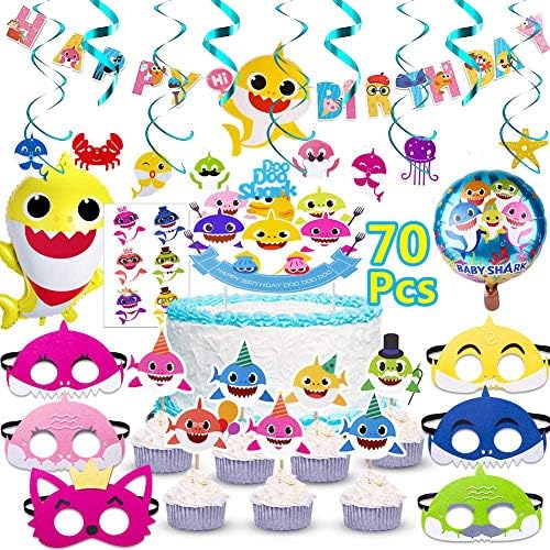 Finypa 6th Birthday Unicorn Party Decorations - Pink Rainbow Balloons, Banner & Cake Toppers