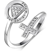 qielizhu Sobriety Rings 925 Sterling Silver Sobriety Gifts for Women Alcoholics Anonymous Gifts Jewelry for Women