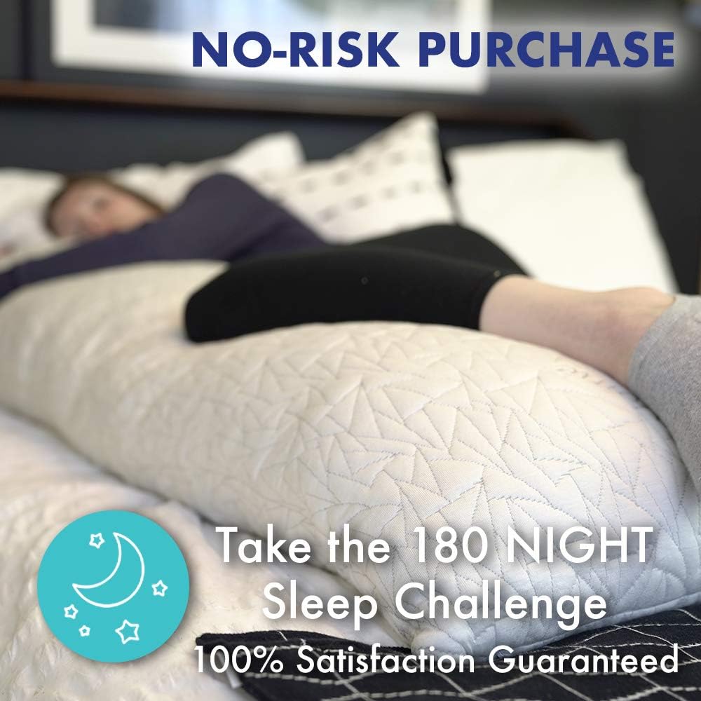 EnerPlex Never-Flat Body Pillow, CertiPUR-US Certified Adjustable Shredded Memory Foam Luxury Body Pillow, Machine Washable, Bamboo Cover, 54x20 Lifetime Promise, Will Not Go Flat: Kitchen & Dining