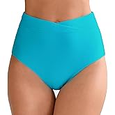 Halcurt Women's High Waisted Swim Bottoms (Available in Plus) Full Coverage Bikini Swimsuit Bottoms