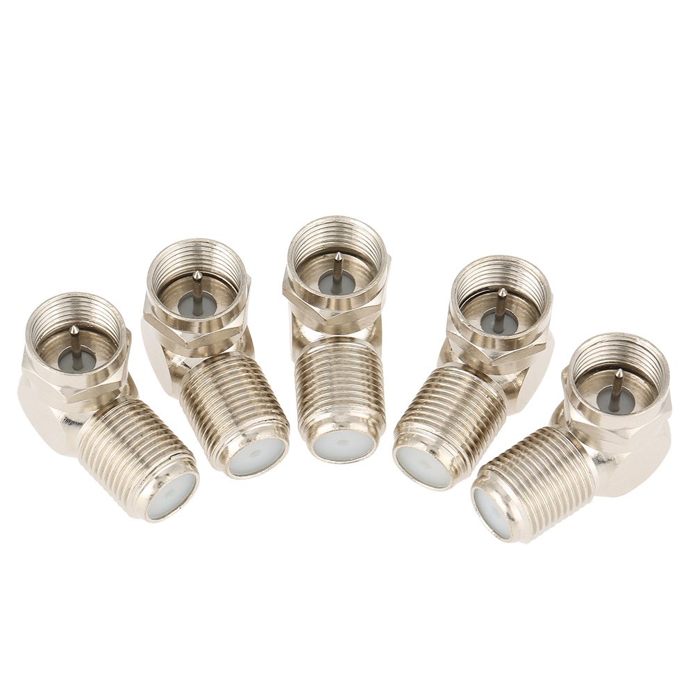 5 Pcs F Type Right Angle Adapter TV Antenna Male To F-type Female Right Angle Cable Connector Adapter Set for Coaxial Cable Connection