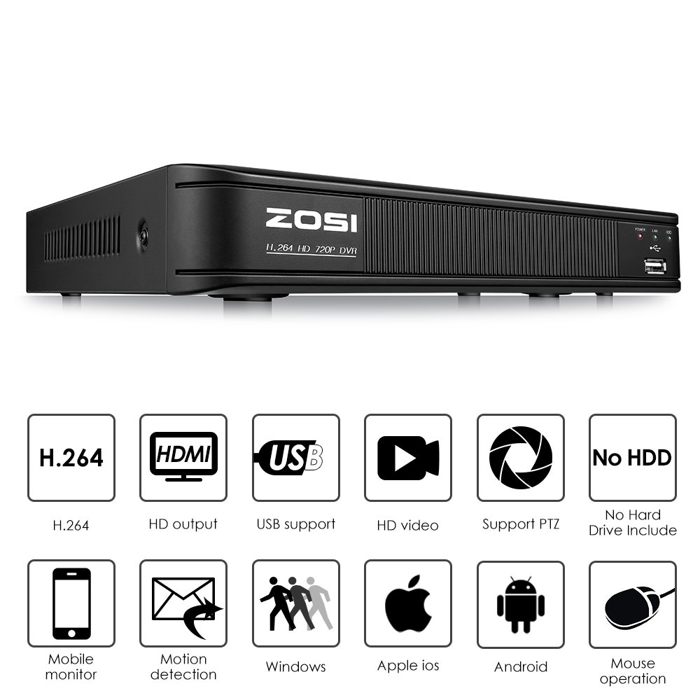 ZOSI 8 Channel HDTVI Security DVR Recorder HD Hybrid Capability 4in1(Analog/AHD/TVI/CVI