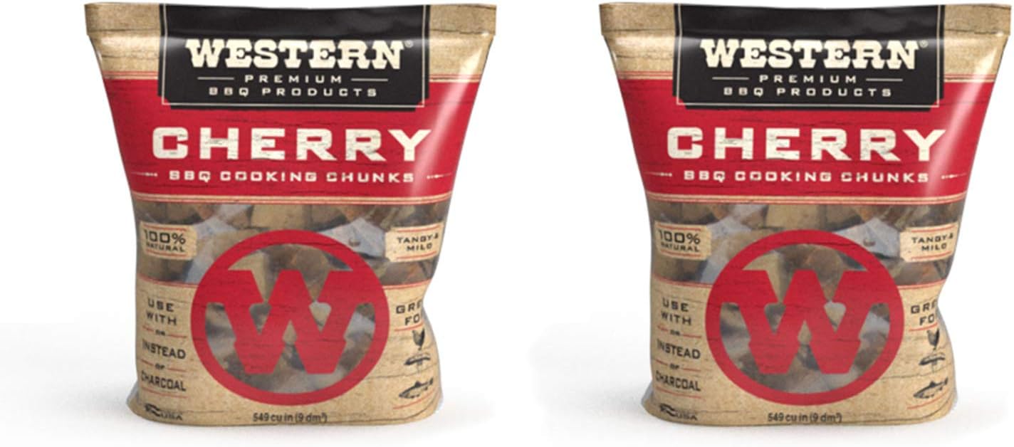 Western BBQ Smoking Barbecue Pellet Wood Grill Cooking Chip Chunks, Cherry (2-Pack) : Garden & Outdoor