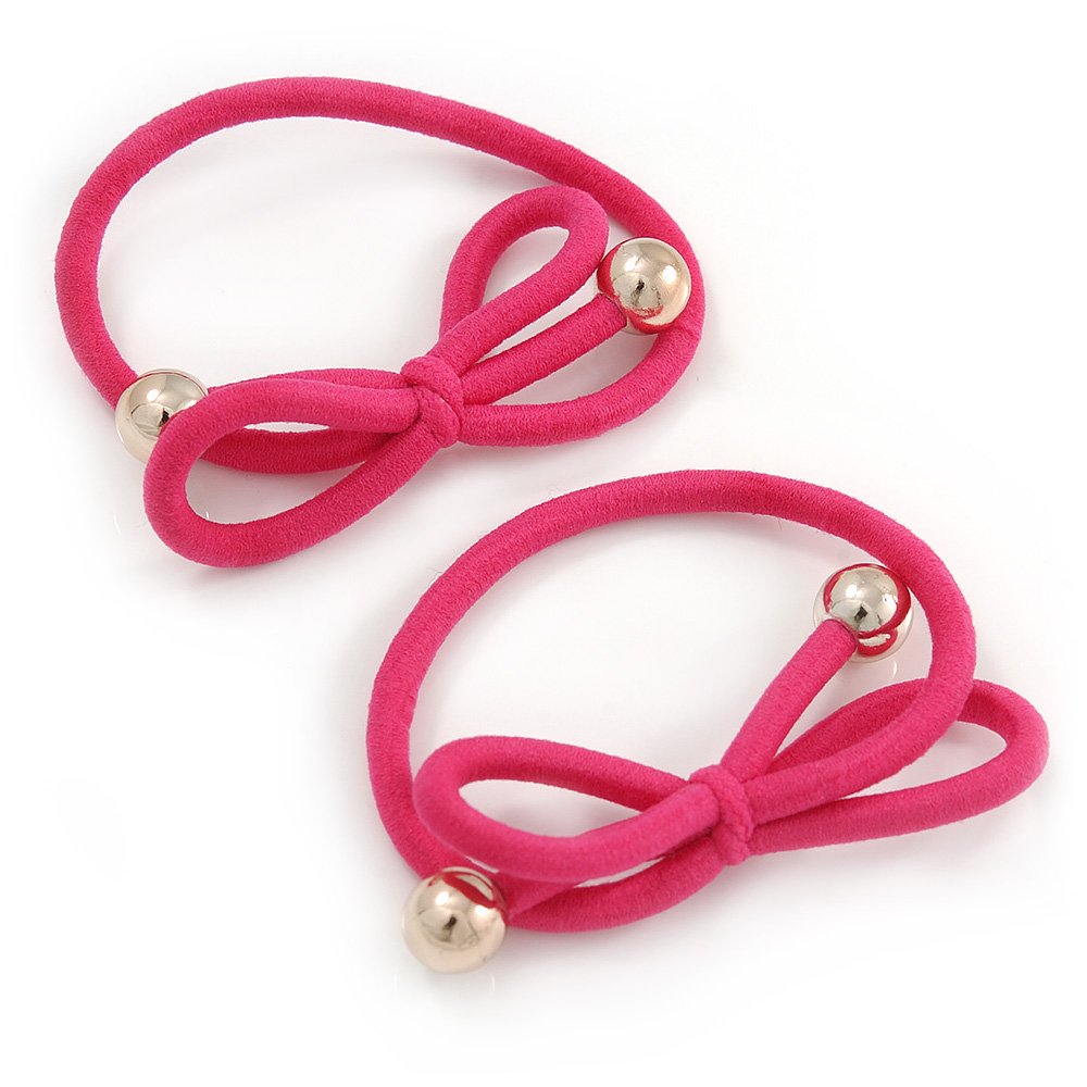 Amazon Com Avalaya Two Piece Pink Bow With Gold Tone Bead Design