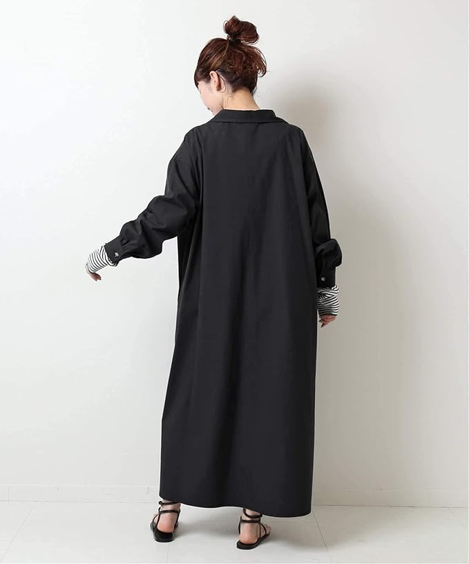 Amazon Co Jp スピック アンド スパン コードレーンオープンカラー ワンピース フリー ブラック 服 ファッション小物