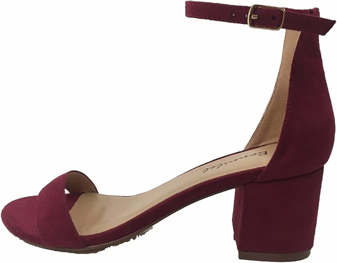 Amazon.com: Bonnibel Reina-1 Ankle Buckle Strap Open Peep Toe Low Block Chunky Heel Sandal Shoe 