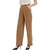 Tronjori Women High Waist Casual Straight Leg Long Business Work Suit Dress Pants Wide Leg Trousers Regular Waistband