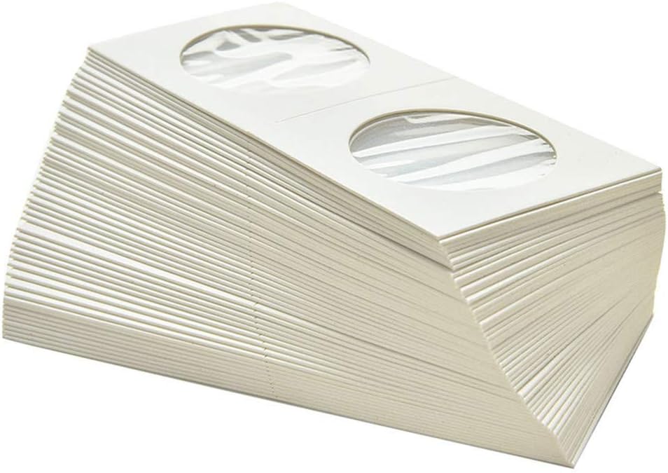 byou Cardboard Coin Holder, Flips Coin Supplies 100 pieces 50 * 50mm Holder for Coin Collection Storage Protection 2 sizes 25mm 31.5mm