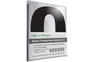 iSYFIX Black Vinyl Number 0 (Zero) Stickers - 6 Pack 6 inch Self Adhesive - Decal Die Cut & Pre-Spaced for Mailbox, Signs, Window, Door, Cars, Trucks, Home, Business, Address Number, Indoor & Outdoor