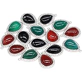 Zotoone Natural Agate Stone Pendants, 6 Pcs Vintage Gemstone Pendants Charms Mixed Crytal Quartz Pendant for DIY Bracelet Necklace Jewlery Making 19x27mm