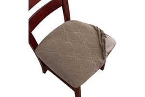 Genina Waterproof Dining Room Chair Cover Set of 4, Stretch Jacquard Seat Covers for Dining Room Chairs, Kitchen Parsons Chair Covers Slipcover Protector