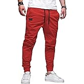 JMIERR Mens Casual Joggers Pants - Cotton Drawstring Chino Cargo Pants Hiking Outdoor Twill Track Jogging Sweatpants Pants