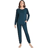NACHILA Pajamas for Women-Viscose Made from Bamboo,Long Sleeve Pajama Sets Crew Neck Pj with Joggers Pants Soft 2 Piece Pjs