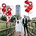 Valentines Day Heart Balloons Kit Decorations - 16 Inch I Love You Foil Balloon, Red and White Heart Latex Balloons with Air Pump, Gift for Wedding Anniversary Engagement Bridal Shower Birthday Party