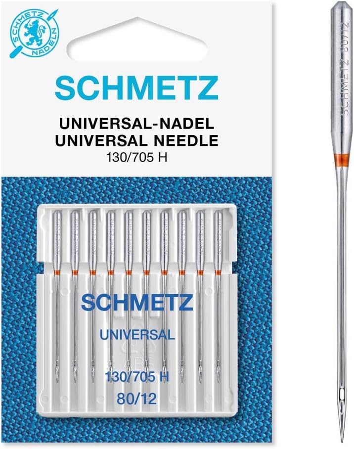 SCHMETZ Nähmaschinennadeln: 10 Universal-Nadeln, Nadeldicke 80/12, 130/705 H, auf jeder gängigen Haushaltsnähmaschine einsetzbar