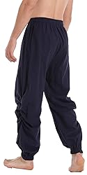 perdontoo Mens Casual Cotton Linen Pant Elastic